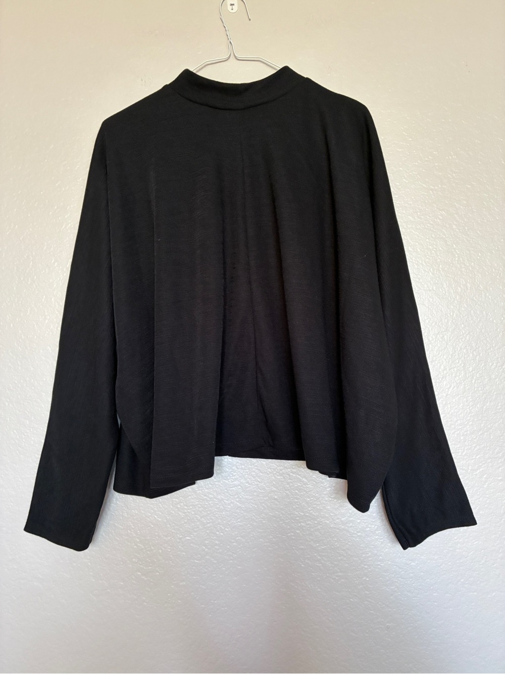 Zara Basic Black Textured Mock Neck Dolman Sleeve Top Size S Quiet Luxury